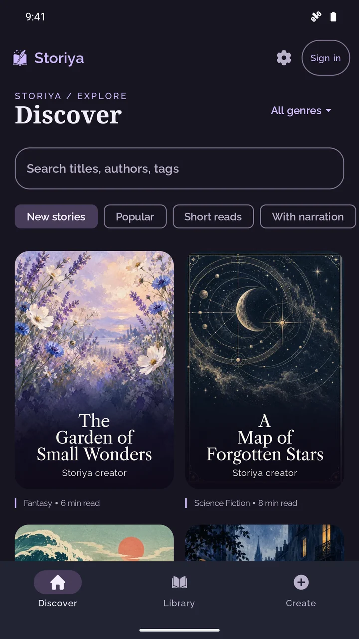 Discover with community book covers including The Garden of Small Wonders and A Map of Forgotten Stars.